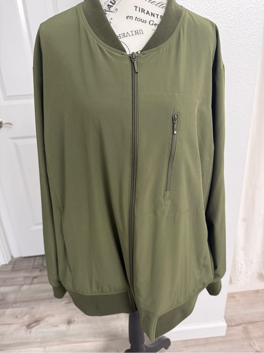 BR Olive Green Men's Bomber Jacket - Casual Zip Front